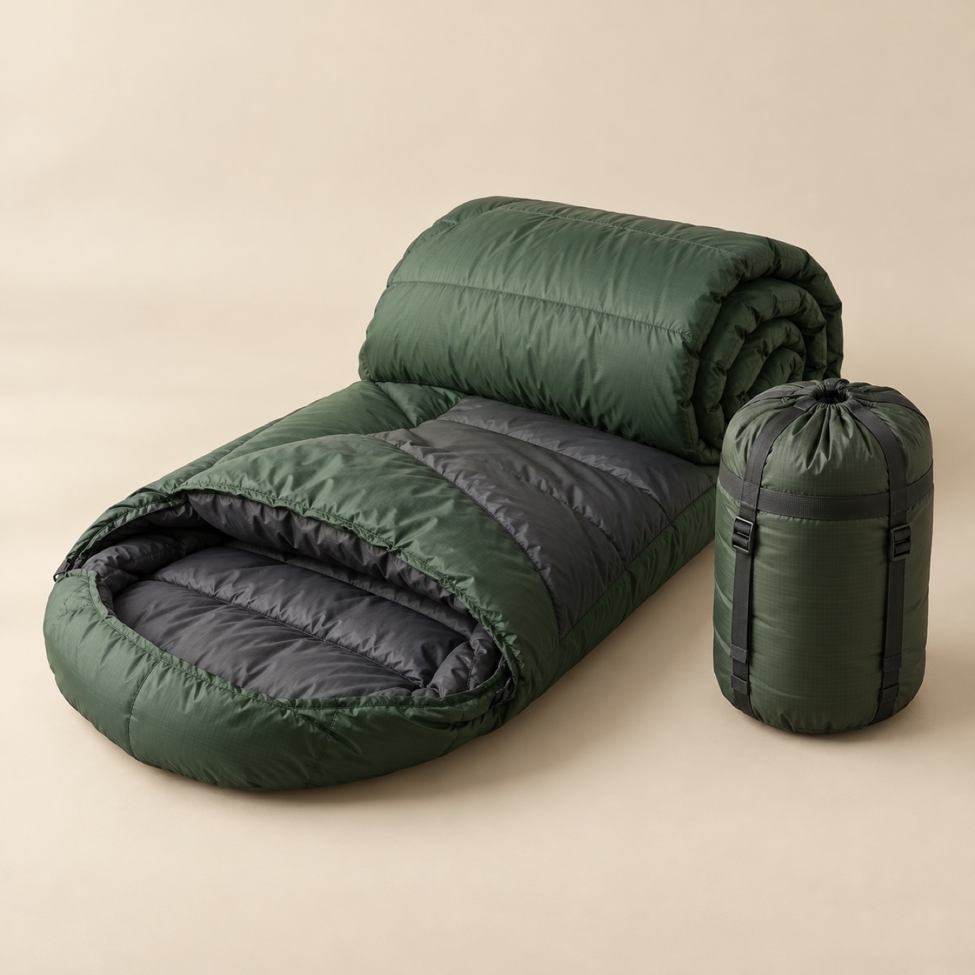 Driftwood synthetic sleeping bag in forest green